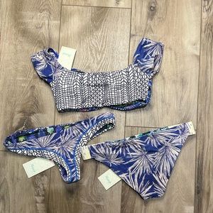 🆕 3pc MAAJI FLIRTY FLARE OFF THE SHOULDER TOP W/ MATCHING BOTTOMS REVERSIBLE